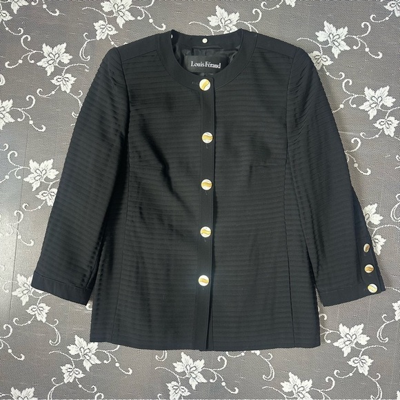 Louis Feraud Black Wool Blend Blazer - Picture 6 of 16